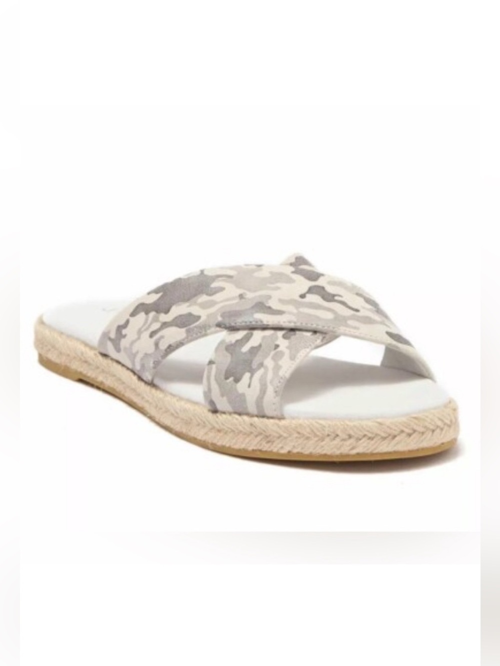 J/Slides “Reva” Leather Camo Espadrille Sandal Size 8